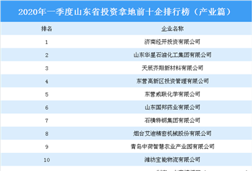 2020年一季度山东省投资拿地前十企业排行榜（产业篇）