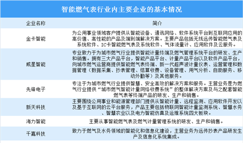 中国智能燃气表行业竞争格局分析（附智能燃气表企业介绍）