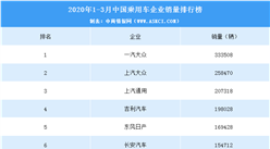2020年一季度中国乘用车企业销量排行榜