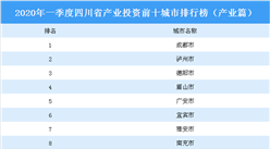 2020年一季度四川省產業投資前十城市排名（產業篇）