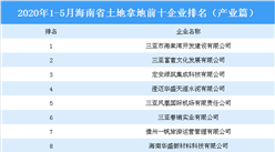 土地市場情報：2020年1-5月海南省土地拿地前十企業排行榜
