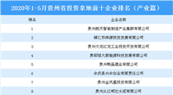 产业地产投资情报：2020年1-5月贵州省投资拿地前十企业排行榜（产业篇）