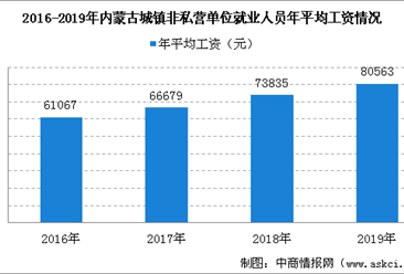 2019年内蒙古城镇非私营单位就业人员年平均工资情况：年平均工资为80563元