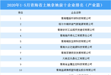 產業地產投資情報：2020年1-5月青海省投資拿地前十企業排行榜（產業篇）