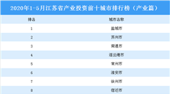 2020年1-5月江苏省产业投资前十城市排名（产业篇）