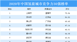 2020年中国氢能城市竞争力30强排行榜