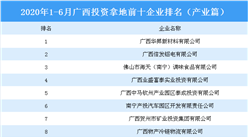 产业地产投资情报：2020上半年广西投资拿地前十企业排行榜（产业篇）
