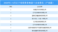 产业地产投资情报：2020上半年辽宁省投资拿地前十企业排行榜（产业篇）