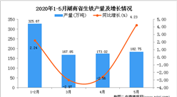 2020年1-5月湖南省生鐵產(chǎn)量為849.3萬噸 同比增長1.65%