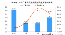 2020年5月广东省合成洗涤剂产量及增长情况分析