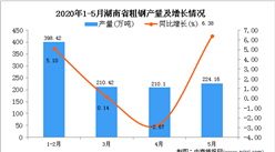2020年1-5月湖南省粗钢产量为1043.09万吨 同比增长3.83%