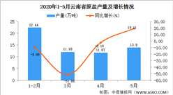 2020年1-5月云南省原盐产量为59.94万吨  同比增长30.19%