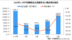 2020年1-6月中國服裝及衣著附件出口金額增長情況分析