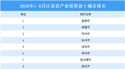 2020上半年江苏省产业投资前十城市排名（产业篇）
