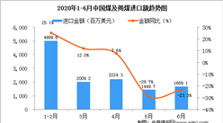 2020年6月中国煤及褐煤进口量为2528.6万吨  同比下降6.7%