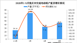 2020年1-5月重庆市交流电动机产量为175.51万千瓦 同比增长7.25%