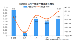 2020年1-6月宁夏布产量为0.029亿米   同比增长26.09%
