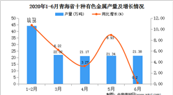 2020年1-6月青海省十种有色金属产量为112.82万吨   同比增长25.09%