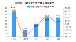 2020年1-6月宁夏生铁产量为131.65万吨   同比增长29.72%