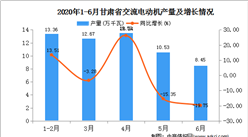 2020年1-6月甘肃省交流电动机产量为58.53万千瓦  同比增长16.87%