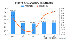 2020年6月遼寧省粗鋼產量及增長情況分析
