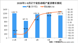 2020年1-6月遼寧省發動機產量為5435.55萬千瓦 同比下降11.61%