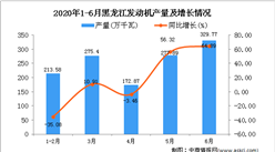 2020年1-6月黑龍江發動機產量同比增長11.94%