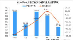 2020年6月浙江省發動機產量及增長情況分析