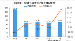 2020年1-6月浙江省生鐵產量為407.71萬噸 同比下降3.15%
