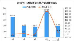 2020年1-6月福建省生铁产量为557.52万吨 同比增长8.59%