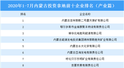 產業地產投資情報：2020年1-7月內蒙古投資拿地前十企業排行榜（產業篇）