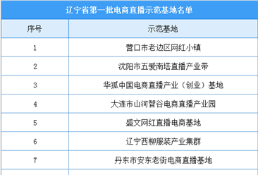 辽宁省第一批电商直播示范基地名单出炉：13家基地入选（附名单）