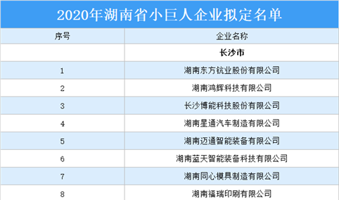 2020年湖南省小巨人企业拟定名单出炉：267家企业上榜（附名单）
