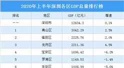 2020年上半年深圳各区GDP总排行榜：南山总量第一 龙岗增速第一（图）