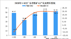 2020年1-6月廣東省鐵礦石產量為230.86萬噸 同比增長8.24%