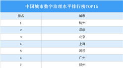 中国城市数字治理水平排行榜TOP15：杭州第一 深圳第二（图）