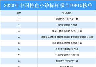 2020年中国特色小镇标杆项目TOP10榜单出炉：阿里巴巴杭州云栖小镇上榜（附名单）
