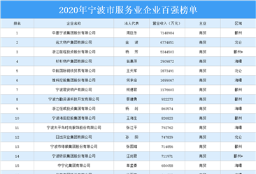 2020年宁波市服务业企业百强排行榜