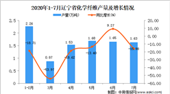 2020年7月遼寧省化學纖維產量數據統計分析