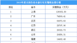 2019年度全国各省市旅行社实缴税金排行榜：上海缴税12.7亿元  全国第一