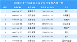 2020上半年河北省上市企业营业收入排行榜