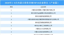 产业地产投资情报：2020年1-8月内蒙古投资拿地前十企业排行榜（产业篇）