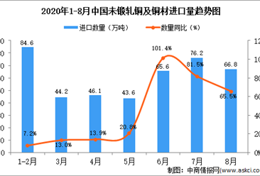 2020年8月中国未锻轧铜及铜材进口数据统计分析