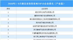 产业地产投资情报：2020年1-8月湖北省投资拿地TOP10企业排名（产业篇）