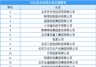 2020年北京市民营企业百强排行榜（附榜单）