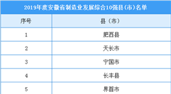 2019年度安徽省制造业发展综合10强县(市)排行榜