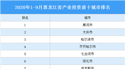 2020年1-9月黑龍江省產業投資前十城市排名（產業篇）