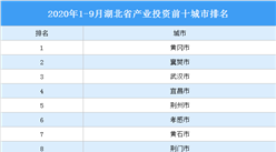 2020年1-9月湖北省产业投资前十城市排名：黄冈第一（产业篇）