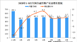 2020年1-9月中国合成纤维产量数据统计分析