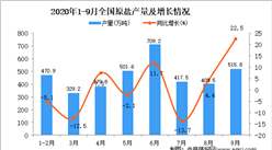 2020年1-9月中國原鹽產量數據統計分析